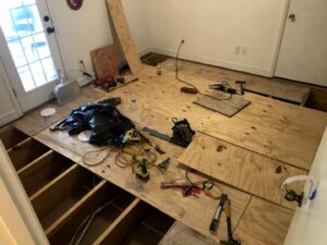 A spacious closet featuring newly installed grey carpet by Dalton Wholesale in Adairsville, GA.