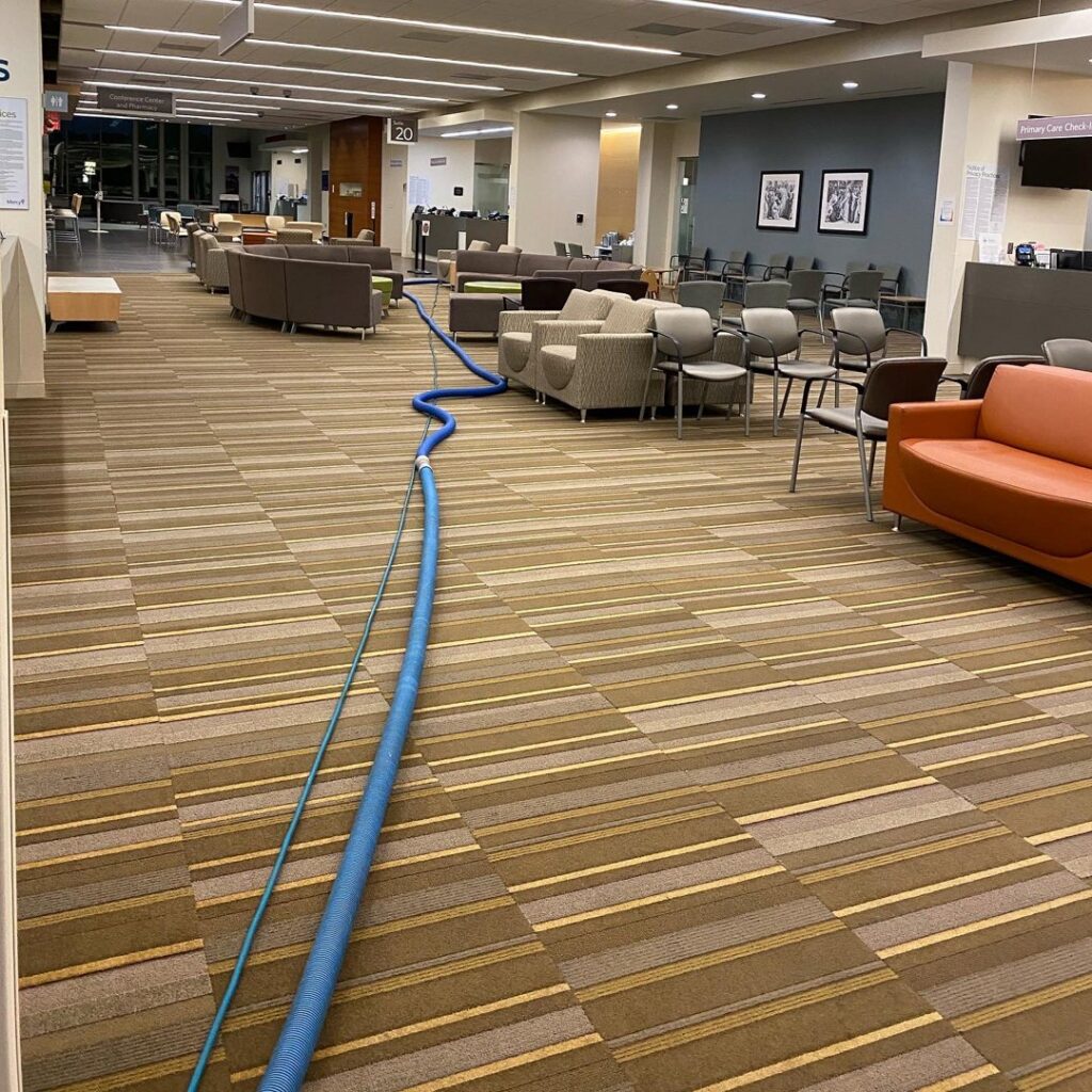 Extensive carpet cleaning in a large commercial area with professional equipment by The Floor Care Guys in Bentonville, AR.