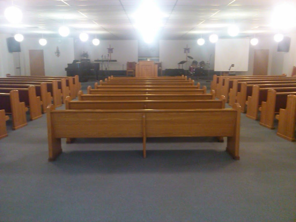 Commercial blue carpet installation in a church sanctuary by Big Orange Country Carpets & Concepts in Knoxville, TN.