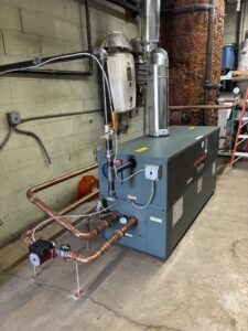 Large commercial boiler heating system installed by Breyer's Heating & Air Conditioning in Belleville, MI