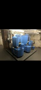 Large blue commercial boilers and heating system installation by Mason Mechanical Services LLC HVAC Frederick Md in Jefferson, MD.