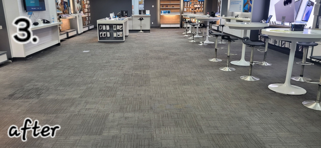 Clean commercial carpet tiles after professional cleaning by Leiter's Carpet Cleaning in Fort Wayne, IN.