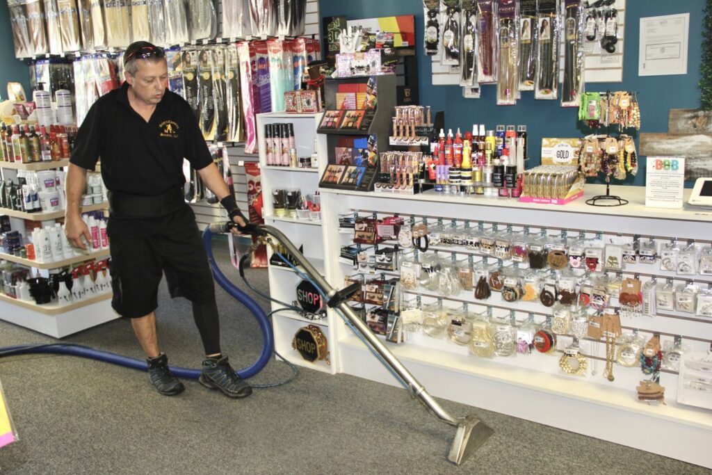 Commercial carpet cleaning in a retail store by Andy's Cleaning Company LLC in Topeka, KS.