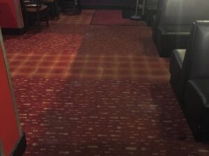 Commercial carpet showing areas before and after cleaning by Professional Carpet Care Laurel in Laurel, MD