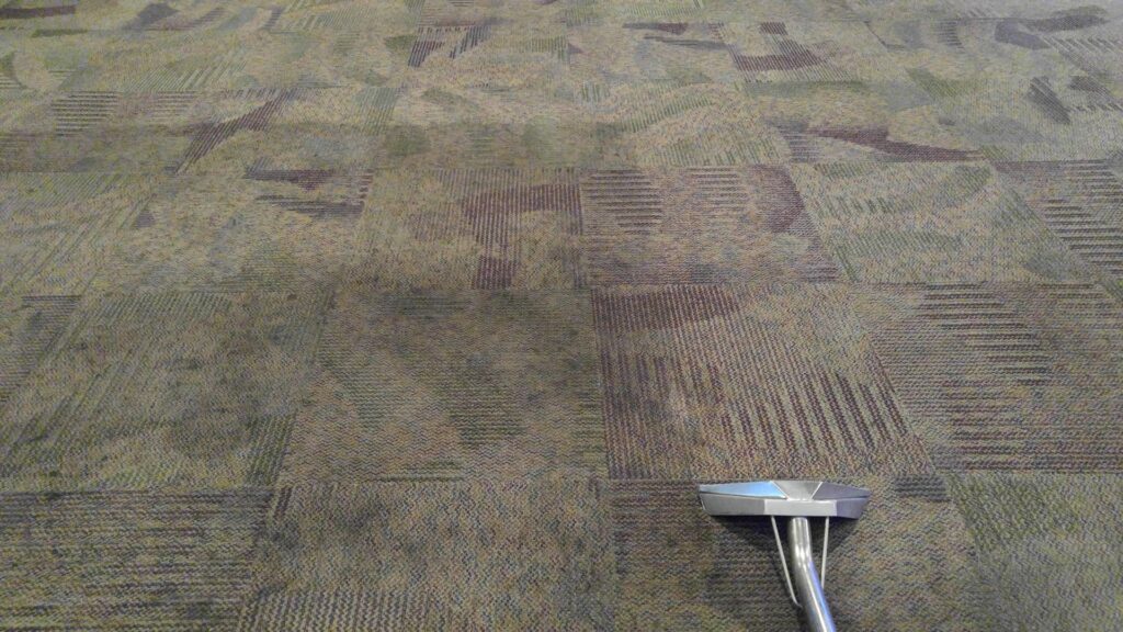 Cleaning a patterned commercial carpet by Performance Carpet & Floor Services in West Jordan, UT.