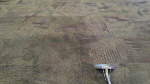 Cleaning a patterned commercial carpet by Performance Carpet & Floor Services in West Jordan, UT.