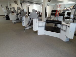 Commercial carpet installation in a gym by Custom Crafted Floors, a carpet contractor in Phoenix, AZ.