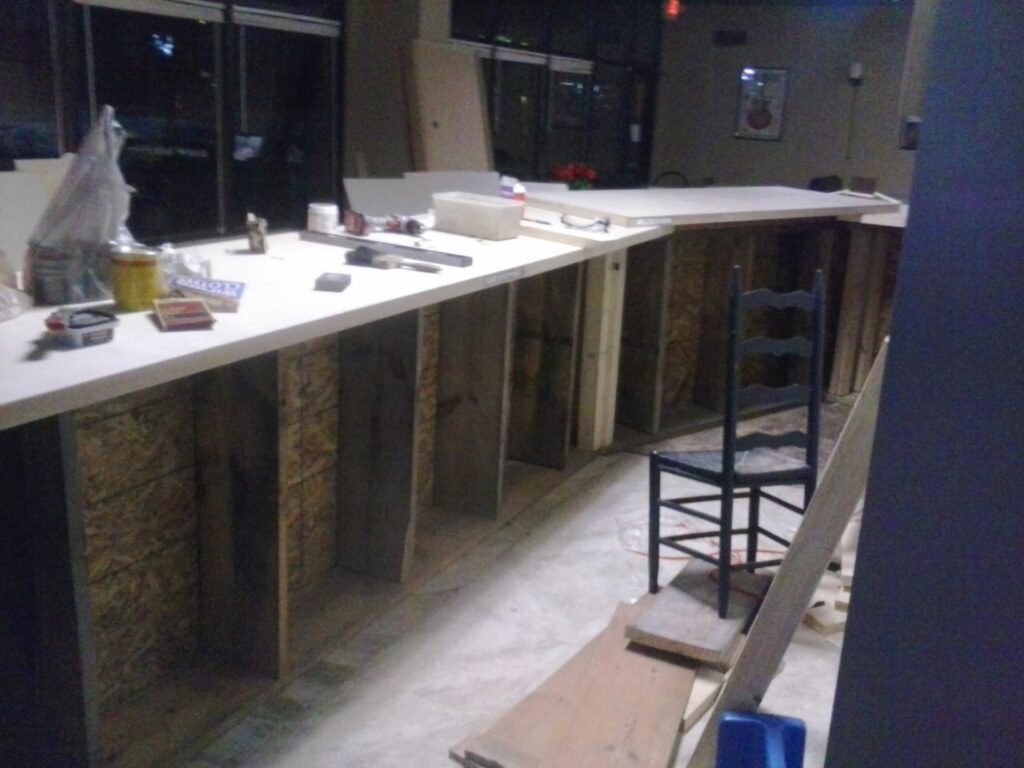 A newly installed commercial carpet in a bar area by Triple P LLC in Sumter, SC.