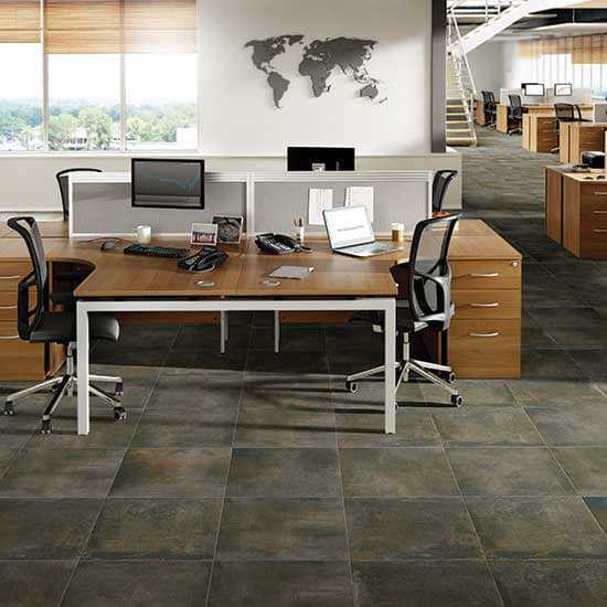 Commercial office space with new carpet tile flooring installed by Kennedy Tile & Flooring in Peoria, AZ.