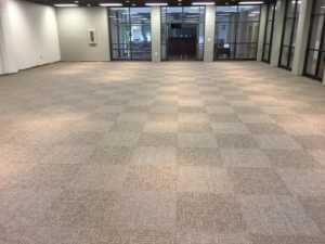 Commercial carpet tile installation in a large office space by S&K Flooring Solutions in Augusta, GA