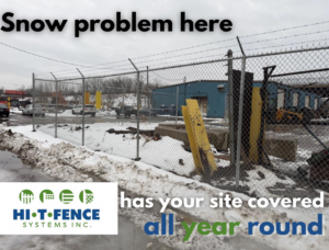 A commercial chain link fence with barbed wire installed by Hi-T Fence Systems in Waterford, PA.
