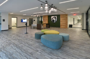 Elegant commercial carpet installed in a dining area by DCO Commercial Floors in Atlanta, GA.