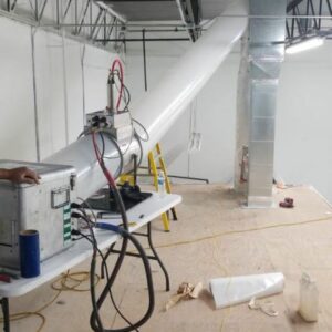 Commercial duct sealing equipment installed in a large open space by Aspen Air Duct Cleaning in Methuen, MA.