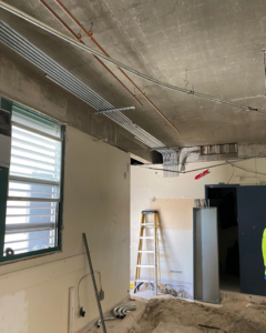 Commercial electrical conduit and wiring installation in progress by Canseco Electrical Contractors, Inc. in Miami, FL.