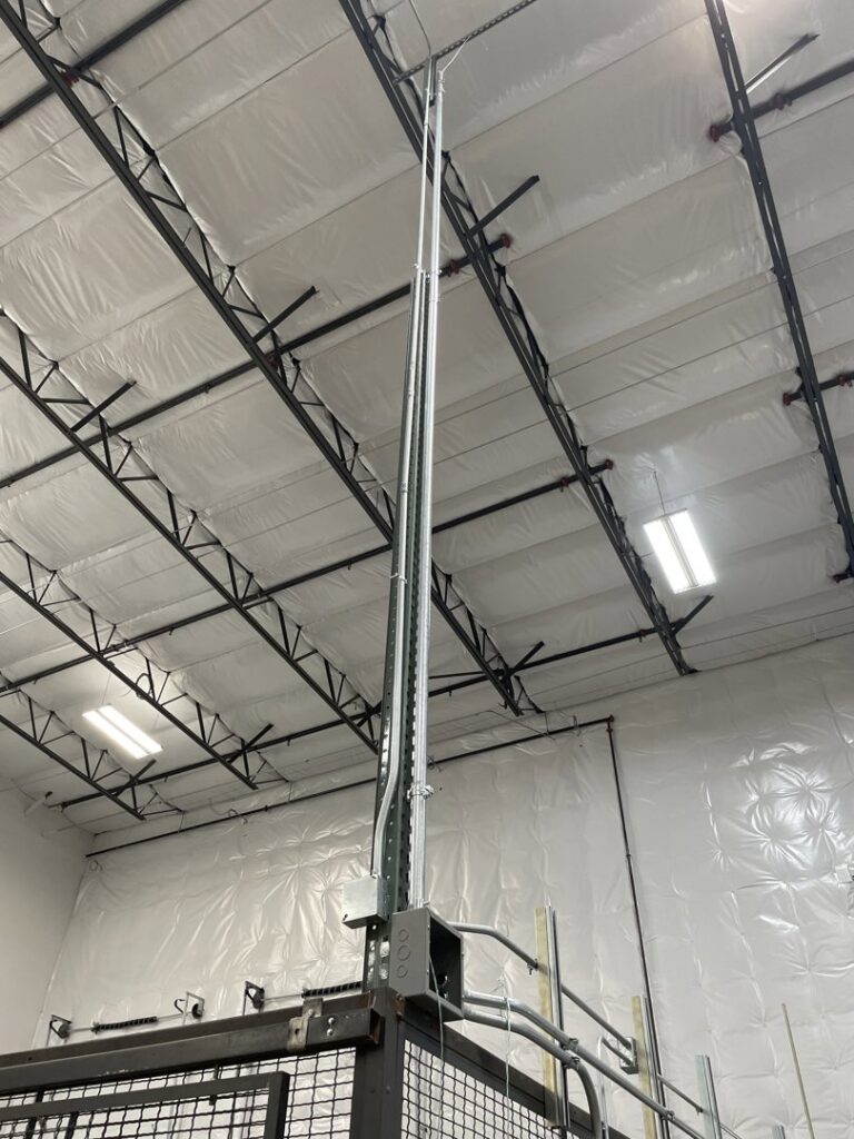 Vertical electrical conduit and wiring installation in a commercial building by Ernco Electric Inc. in Fresno, CA.