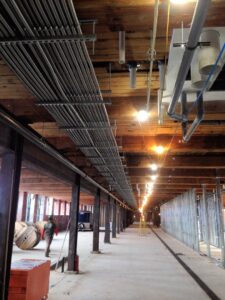 Extensive electrical conduit installation in a commercial building by Progressive Electrical Services, Inc. Lee, NH.