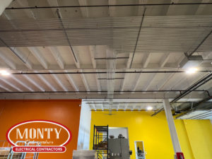 Commercial electrical conduit and lighting installation by Monty Enterprises in Canton, OH.