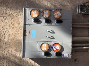 A commercial electrical meter bank installed by Farris Electric LLC in Glendale, AZ.