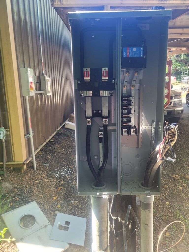 Commercial electrical panel installation with heavy gauge wiring by Ant Power Electric in Tacoma, WA.