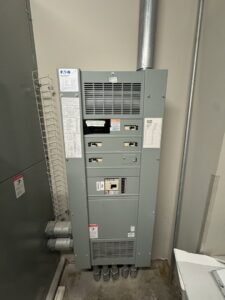 A large commercial electrical panel, expertly installed and maintained by McCurley Electric in Little Rock, AR.