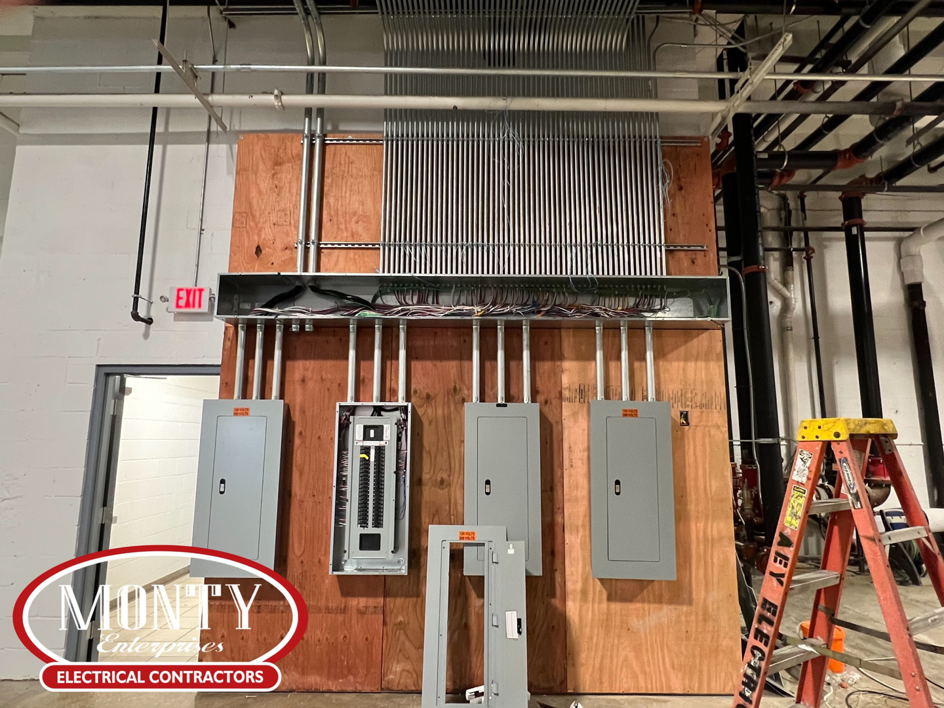 Commercial electrical panel and conduit installation by Monty Enterprises in Canton, OH.
