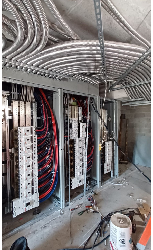 Complex commercial electrical panel and conduit installation by Spark Electric LLC in Kenai, AK.