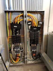 Detailed view of commercial electrical panel wiring and installation by Accel Electric in Peoria, AZ.