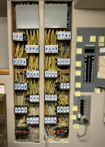 Complex commercial electrical panel wiring and circuit breakers by Plugz Electric LLC in Forest Lake, MN