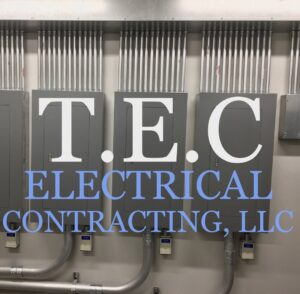 Multiple commercial electrical panels with conduits, expertly installed by T.E.C Electrical Contracting, LLC in Jacksonville, FL