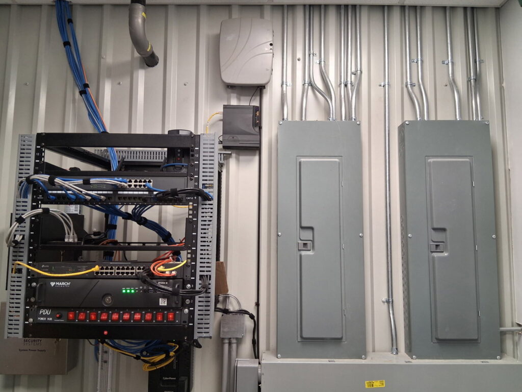 Commercial electrical panels, conduits, and network wiring installed by Helm Electric in Salina, KS
