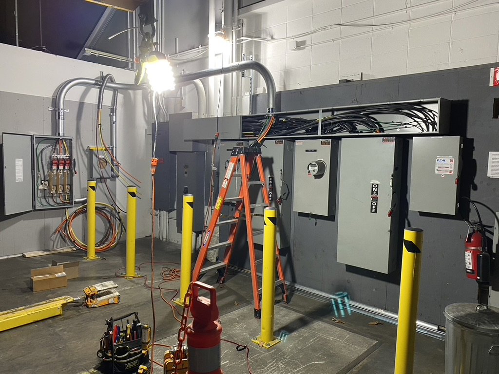 Commercial electrical system installation with panels and conduits by Empower Electrical, LLC in Fall River, MA