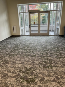 Commercial entryway with new carpet tile flooring installed by Messina's Flooring & Carpet Property Division in Salem, NH