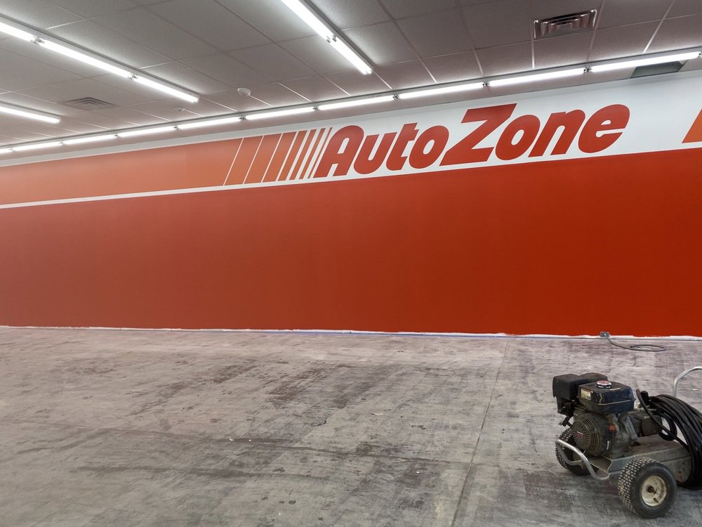 Commercial fluorescent lighting installation in an AutoZone store by Blevens Electric LLC in Bowling Green, KY