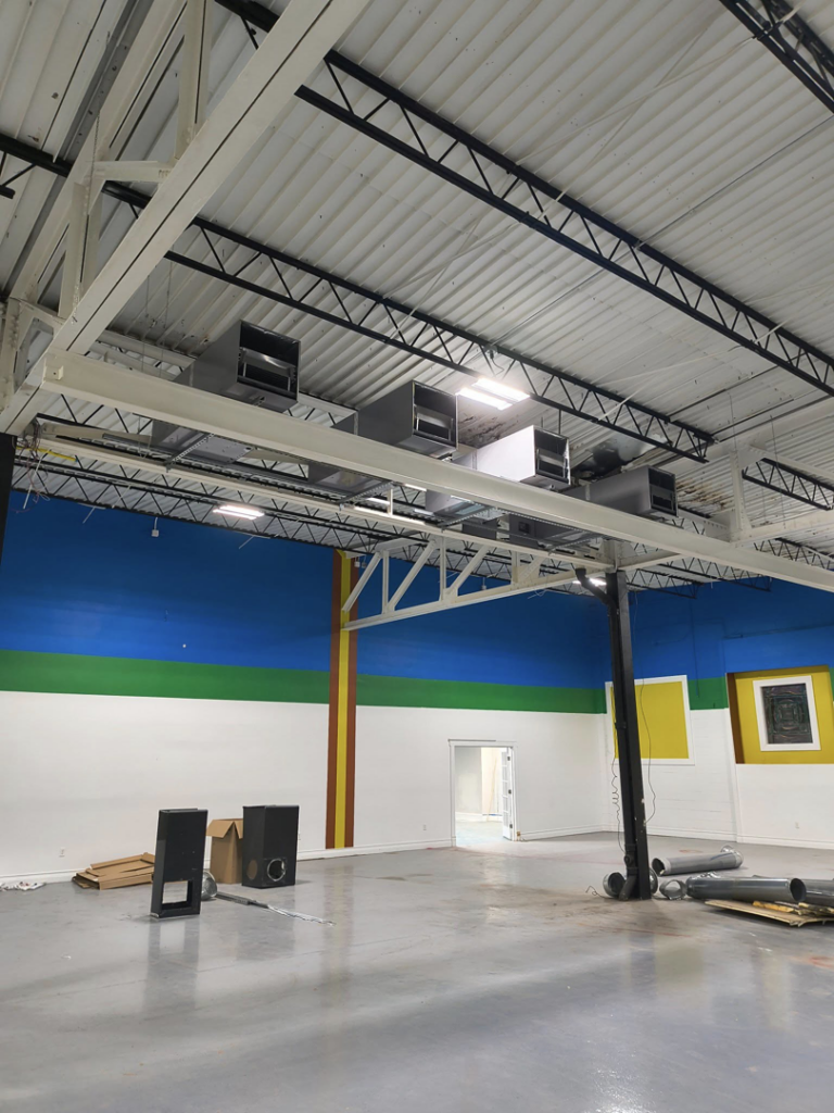 Commercial HVAC ductwork and air handlers installed in a large building by Aaron's Affordable Ac in Indianapolis, IN.