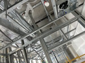 Extensive HVAC ductwork and mechanical systems installed in a commercial building by A's Heating and Cooling LLC in Portland, OR.