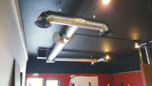 Commercial HVAC spiral ductwork and vents installed by DC AC Air Conditioning & Heating in San Diego, CA.