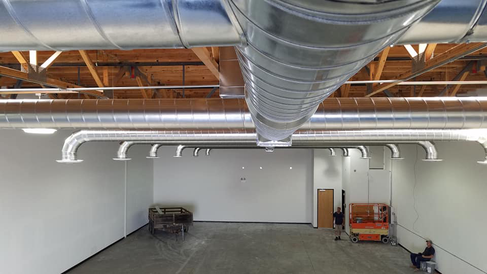 New spiral ductwork installation in a commercial space by GPS Mechanical LLC in Phoenix, AZ
