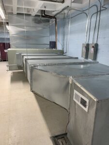New commercial HVAC ductwork installation in a building, showcasing services by HVAC Philly in Feasterville, PA.