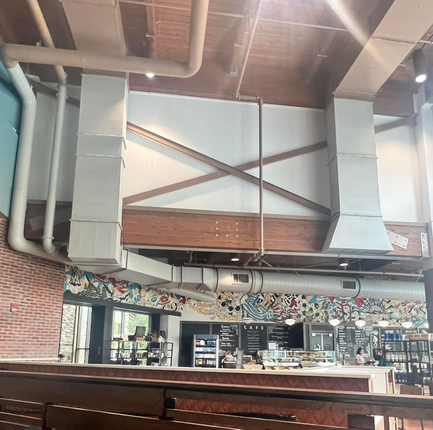 View of a commercial HVAC system with exposed ductwork and vents installed by Major HVAC R Inc in Huntingdon Valley, PA