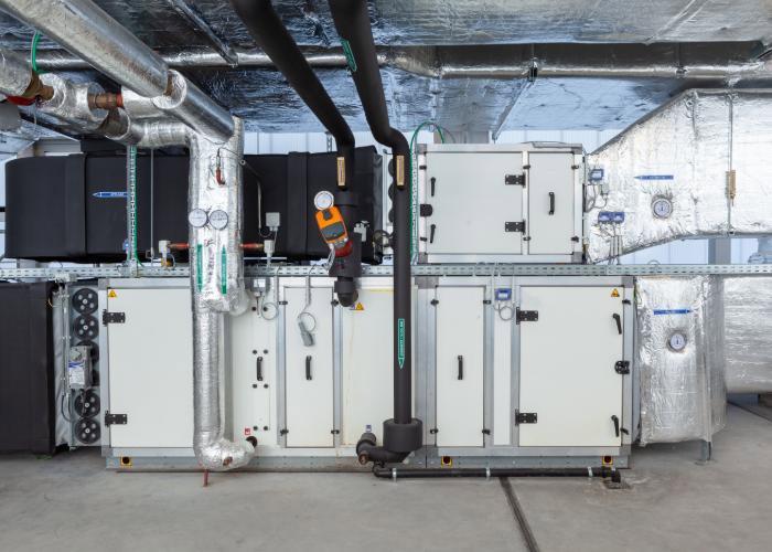 A large commercial HVAC system installation by Rhode Island HVAC Services in Providence, RI.