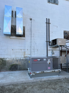 Commercial HVAC unit and ductwork installation by CC Mechanical in Portland, ME.