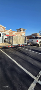 A commercial HVAC unit loaded on a flatbed trailer for Cordells Heating and Cooling in Greenville, SC.