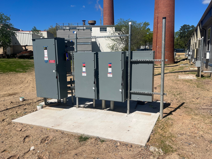Large commercial or industrial electrical panels and switchgear installed by ELEC LLC in Winston-Salem, NC.
