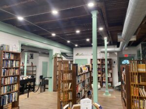 Commercial interior lighting installation in a bookstore by CM Electrical Solutions in Elizabethtown, KY.