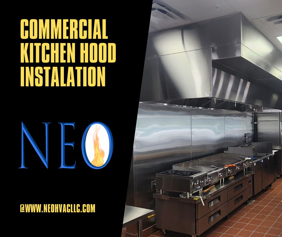 Commercial kitchen hood installation by NEO in Cleveland, OH.