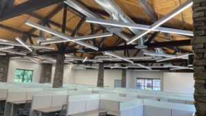 Modern linear LED lighting installed in a commercial office space by Whiterock Electric, Inc. in Upper Darby, PA.