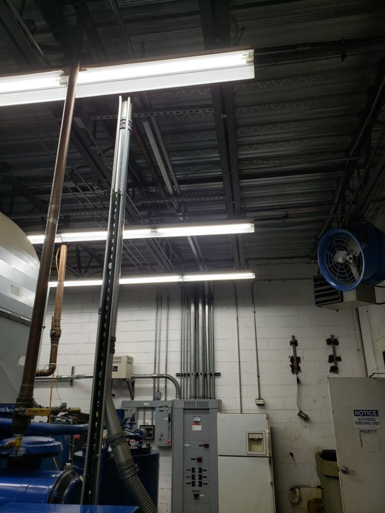 Commercial lighting and conduit installation by Henelect Electrical Contractors in Milford, NJ.