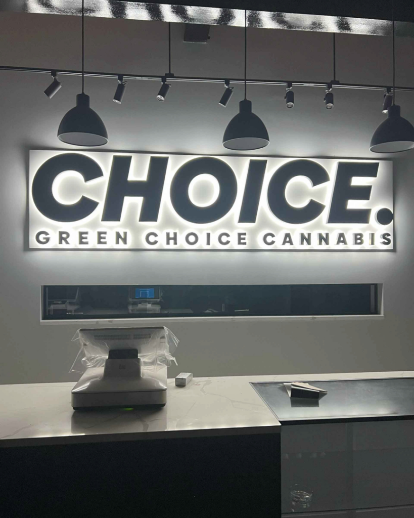 Modern commercial lighting and a backlit sign installed by coastline.electric.inc for a business in Boston, MA.