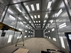 Extensive commercial lighting installation in an industrial space, a specialized service provided by Veritas Electric in Yalaha, FL.
