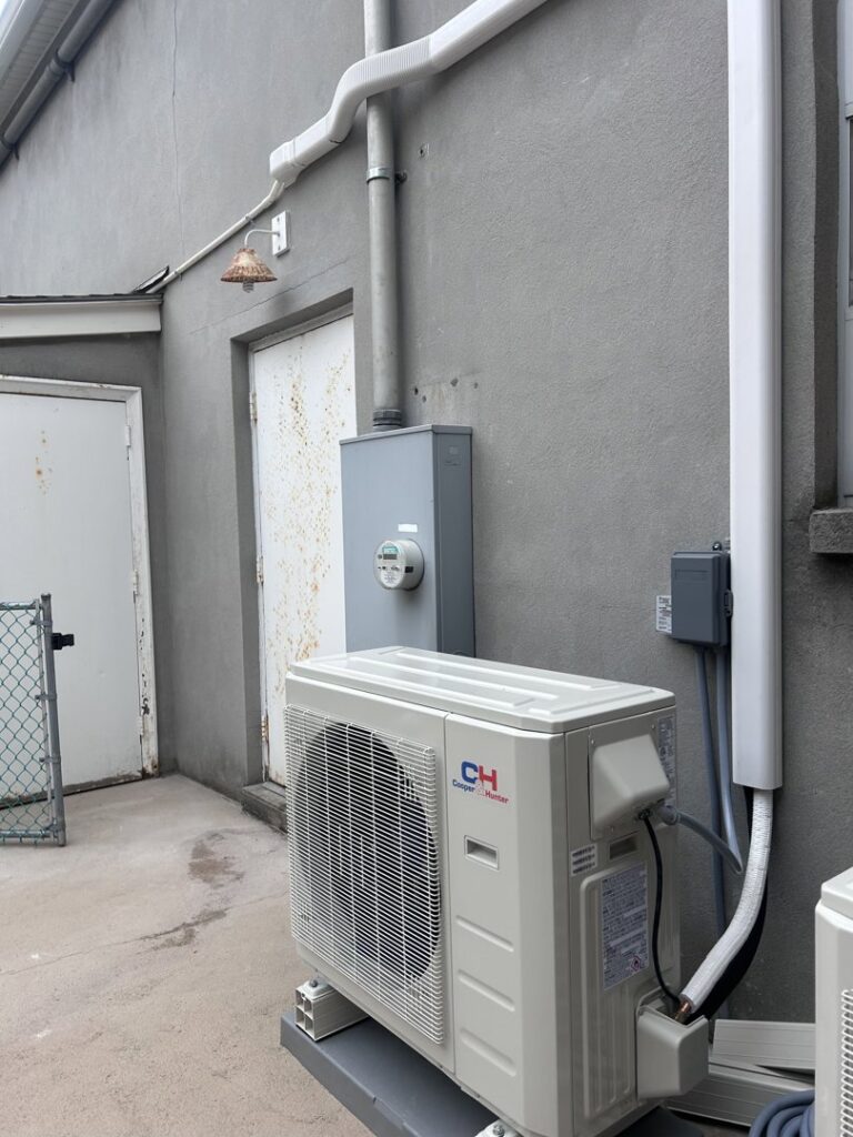 Multiple outdoor commercial mini-split HVAC units installed by Zongora Comfort Solutions LLC in Allentown, PA.
